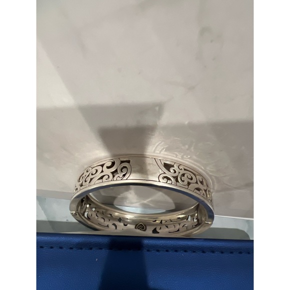 Brighton Scroll Silver Tone Hinged Bangle Bracelet - Picture 3 of 6